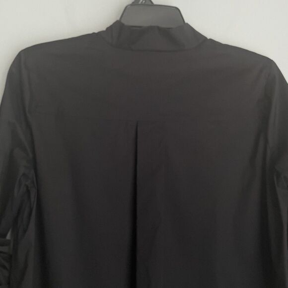 Misook Ruched Sleeve Nylon Blend Tunic Popover Size Large Black Quiet Luxury - Picture 10 of 15